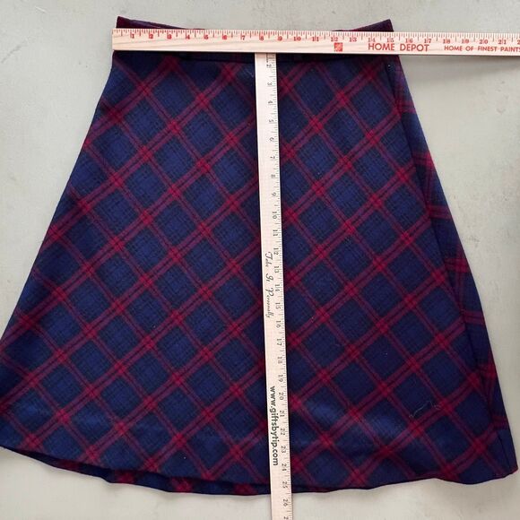 VTG 70s Cape Cod Match-Mates Red Blue Plaid Bias-Cut Midi Skirt Sz 8 Preppy - Picture 5 of 5